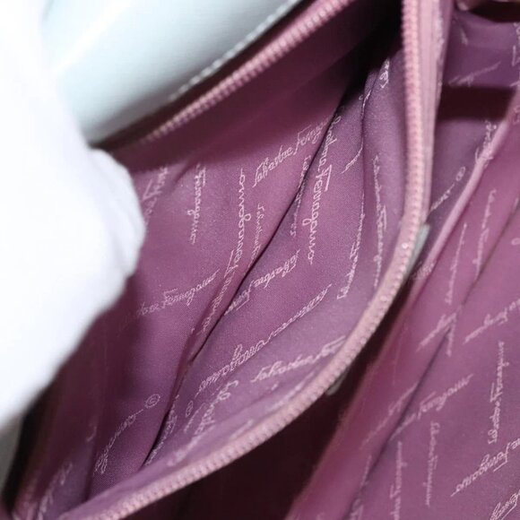 Salvatore Ferragamo Gancini Hand Bag Safiano 2way Light Blue Silver Auth BA1740 - Picture 12 of 16